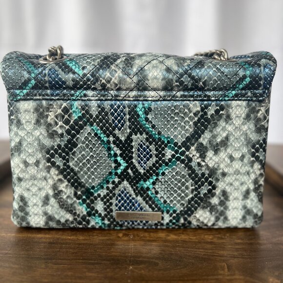 KURT GEIGER LONDON BLUE SNAKE SKIN HANDBAG - Picture 2 of 3